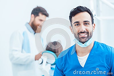 Portrait of a confident dental surgeon in a modern dental office Stock Photo