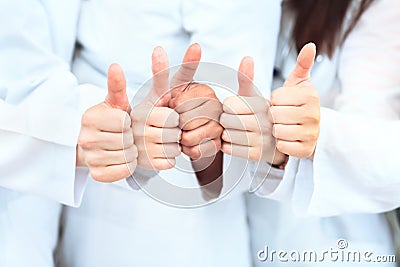 Portrait of confident doctors team showing Stock Photo