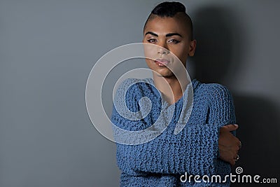 Portrait of confident transgender embracing Stock Photo