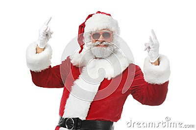 Portrait of cool Santa Claus on white background Stock Photo