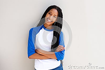 Cool young african girl standing with arms crossed Stock Photo