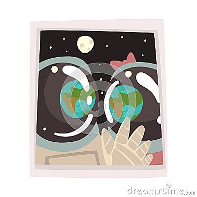 Portrait of Couple Astronauts in Love, Romantic Space Travelers Vector Illustration Vector Illustration