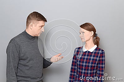 Portrait of couple during conversation, relationship concept Stock Photo