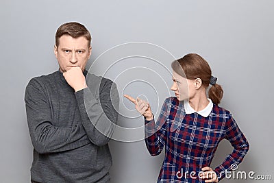Portrait of couple during conversation, relationship concept Stock Photo