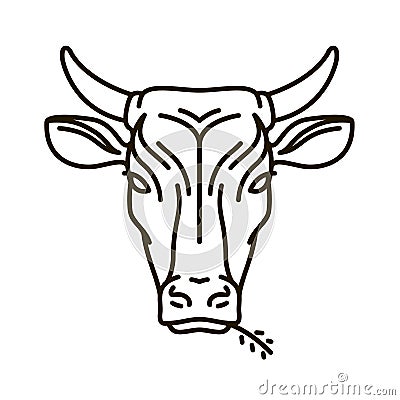 Portrait of cow. Farm animal, bull icon or logo. Vector illustration Vector Illustration