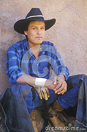 Portrait of cowboy, Inter-tribal ceremonial Indian Rodeo, Gallup NM Editorial Stock Photo
