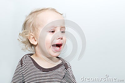 Portrait Of Crying Boy Stock Photo