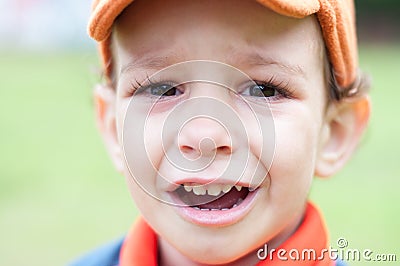 Portrait of a crying little boy Stock Photo