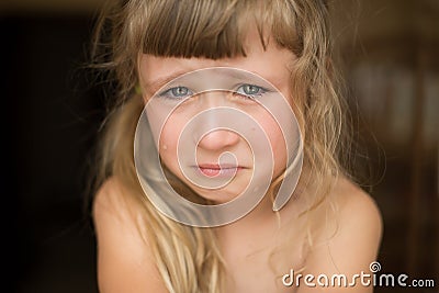 Portrait of crying little girl Stock Photo