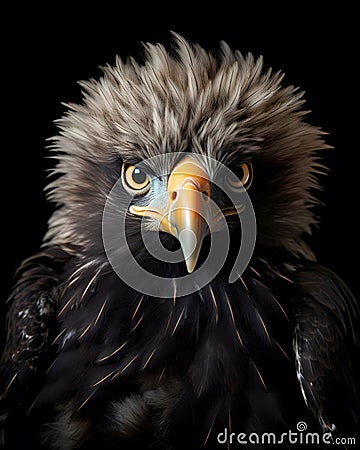 portrait of a cute baby eagle fledgling with piercing Stock Photo