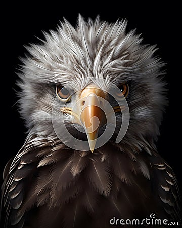 portrait of a cute baby eagle fledgling with piercing Stock Photo