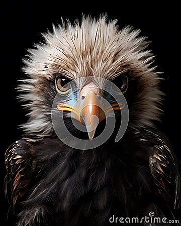 portrait of a cute baby eagle fledgling with piercing Stock Photo