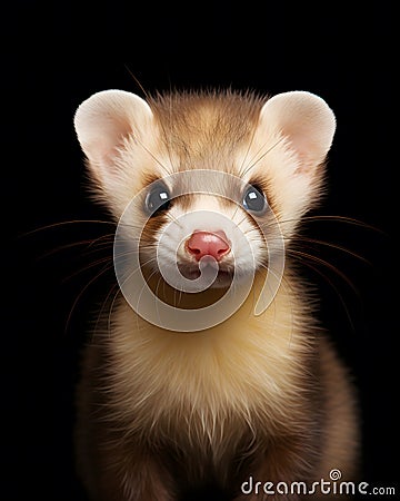 portrait of a cute baby ferret kit with piercing eye Stock Photo