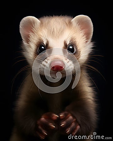 portrait of a cute baby ferret kit with piercing eye Stock Photo