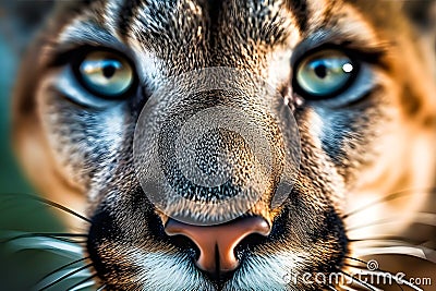 The Portrait of a cute Cougar with eyes, close up - AI generated Stock Photo