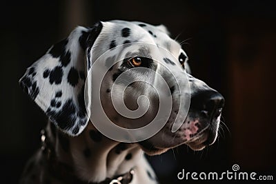 Portrait of a cute dalmatiner dog created with generative AI technology Stock Photo