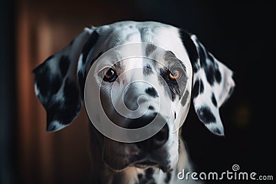 Portrait of a cute dalmatiner dog created with generative AI technology Stock Photo