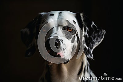 Portrait of a cute dalmatiner dog created with generative AI technology Stock Photo