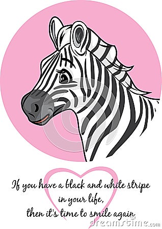 Portrait of a cute joyful zebra Vector Illustration