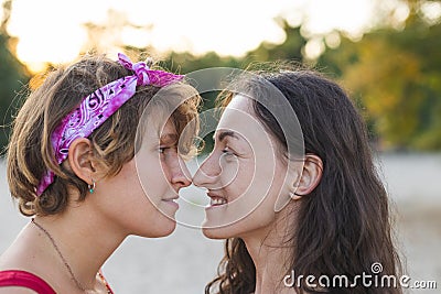 Portrait of a cute lesbian couple Stock Photo