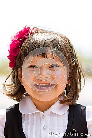 Portrait of cute little girl with copy space Stock Photo