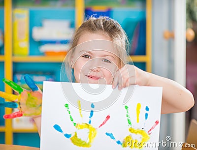 Portrait of cute little preschooler girl Stock Photo