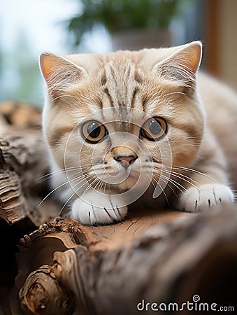 Portrait of a cute Scottish cat at home 1 Stock Photo