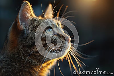 Portrait of a cute tabby cat en profile Stock Photo