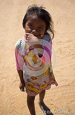 Portrait of cute Wayuu Indian La Guajira Editorial Stock Photo