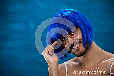 Portrait of cute young male cross dressing person Stock Photo