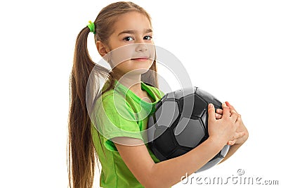 Portrait of the cutest girls with the ball isolated on a white background Stock Photo