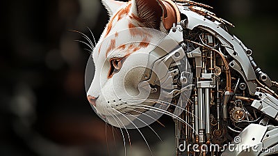 Portrait of a cyborg cat Stock Photo