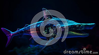 Portrait of dangerous shark from the dark deep ocean Stock Photo