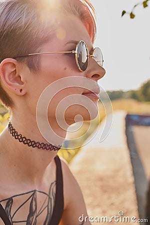 Portrait of daring young woman Stock Photo