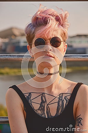 Portrait of daring young woman Stock Photo