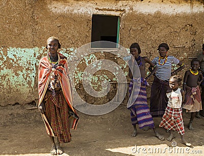 Portrait of Dassanech girl. Omorato, Ethiopia. Editorial Stock Photo