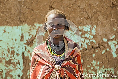 Portrait of Dassanech girl. Omorato, Ethiopia. Editorial Stock Photo