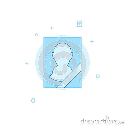 Portrait of the deceased flat vector icon. Filled line style. Blue monochrome design. Editable stroke Vector Illustration