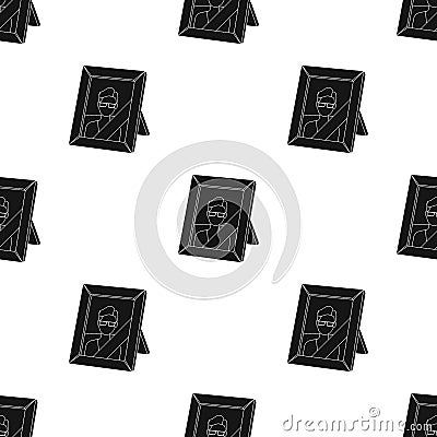 Portrait of deceased person icon in black style isolated on white background. Funeral ceremony symbol stock vector Vector Illustration