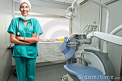 Portrait of dentist doctor smiling Stock Photo