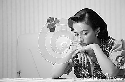 Housewife sad Stock Photo