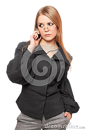 Portrait of dissatisfied young blonde Stock Photo