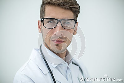 Portrait of doctor-diagnostician on a light background Stock Photo