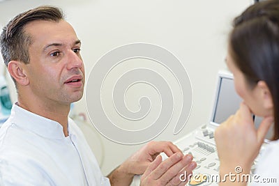 Portrait doctors talking in hosptal Stock Photo