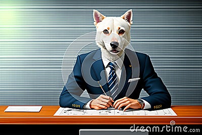 Portrait of dog like business worker Stock Photo