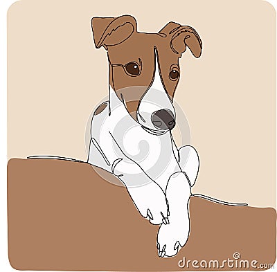 Portrait of a dog in one line. Whippet ,greyhound realistic silhouette outline. Lineart. The small English greyhound Vector Illustration