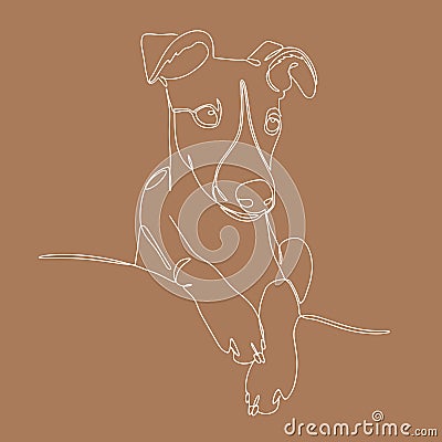 Portrait of a dog in one line. Whippet ,greyhound realistic silhouette outline. The small English greyhound breed Cartoon Illustration