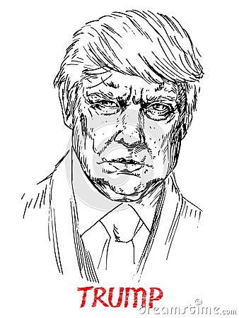 Portrait of Donald Trump the President of America Vector Illustration