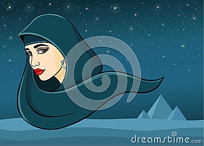 Portrait of east woman. Vector Illustration