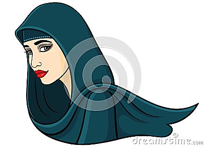 Portrait of east woman. Vector Illustration